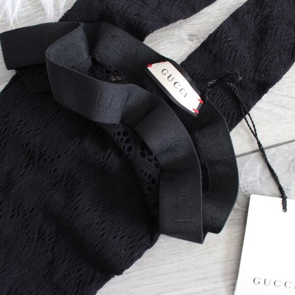 Gucci Rhomboid Lace Effect Footless Tights - Picture 4 of 10